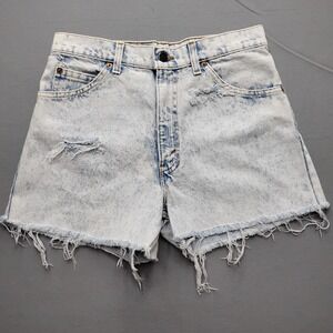 Vintage Levi Womens 30 Orange Tab Acid Wash Cut Off Jean Shorts USA